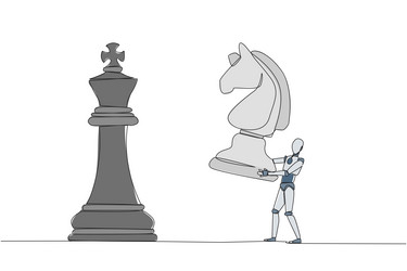 continuous one line drawing smart robotic holds vector image