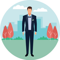 Man wearing tuxedo round icon vector