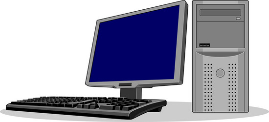 Retro Computer Monitor with Keyboard vector image