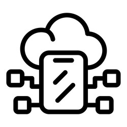 smartphone connecting to cloud servers using vector image