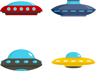 Ufo icon set flat style Royalty Free Vector Image