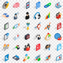 Database protection icons set isometric style vector