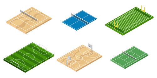 isometric sport fields isolate vector