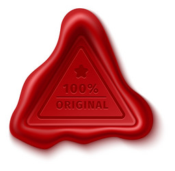 red triangle seal wax 100 percent original vector