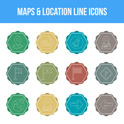 unique maps location line icon set vector image