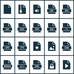 File icons set with script text and other vector