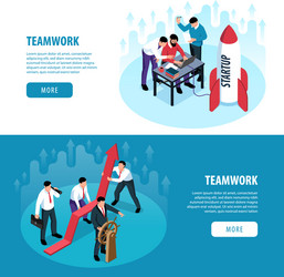 isometric teamwork brainstorm banners vector