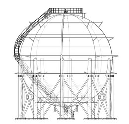 Spherical gas tank outline vector