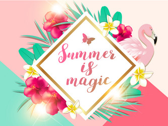 tropical banner with flamingo Vector Image