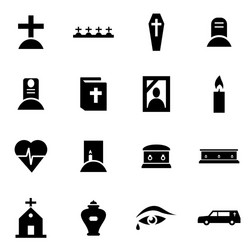 Black funeral icon set vector