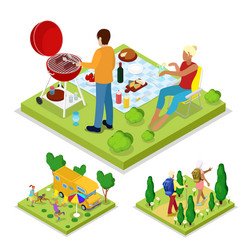 Isometric Family Barbecue Vector Image