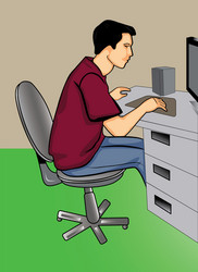 Man Working at Computer vector image