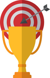 Target arrow success with trophy cup vector