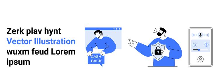 digital security and cashback with text vector image