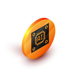 isometric computer processor with microcircuits vector image