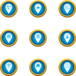 navigation program icons set flat style vector image