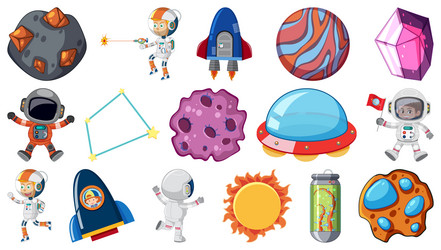 set of isolated fantasy space game objects vector image