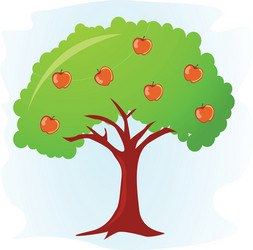 Apple tree icon cartoon red fruit plant Royalty Free Vector
