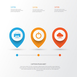 computer icons set collection of printing machine vector image