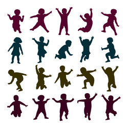 a collection of diverse children in various Vector Image