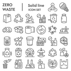 Zero waste line icon set reuse symbols collection vector