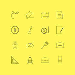 office linear icon set simple outline icons vector image