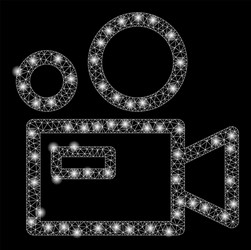 bright mesh wire frame camera with flash spots vector image