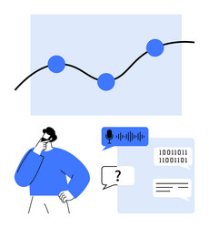 data analysis concept with chart binary code vector image