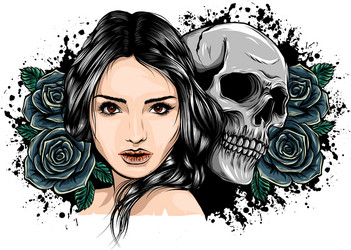 Day of the Dead Girl with Skeleton Makeup Vector Image