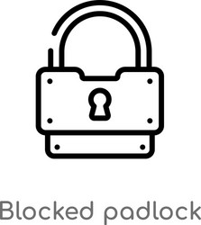 Outline blocked padlock icon isolated black vector