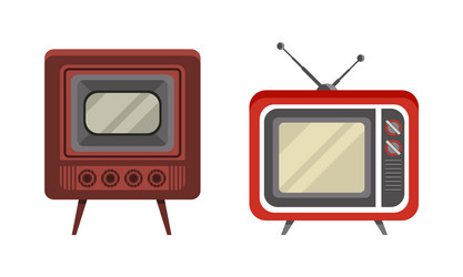 Retro television set analogue old obsolete tv vector