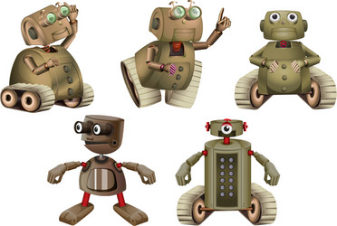 robot in different actions vector image