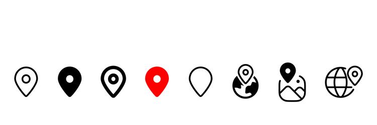 set of map pointer line shapes thin design vector image