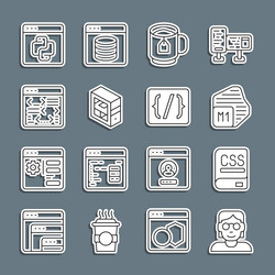 set line hacker or coder books about programming vector image