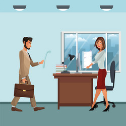 Business characters in office scene vector