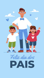 flat dia dos pais post stories set vector