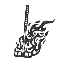 hot croquet bat fire logo silhouette club vector