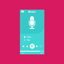 media player application app template with flat vector