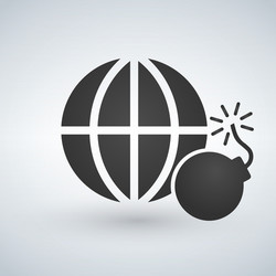 Minimal globe icon with bomb no to terrorism vector