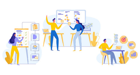 cognitive banner teamwork task execution flat vector image