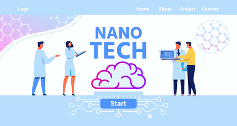 Flat landing page for nano tech brain laboratory vector