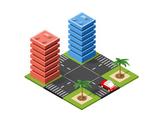 Modern City Tower Isometric Royalty Free Vector Image