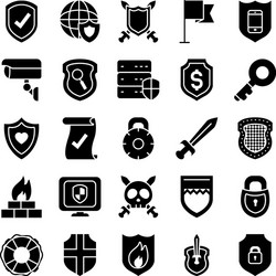 old key and security shield icon set half line vector image