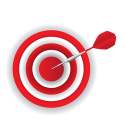 Red dart over dartboard white background vector