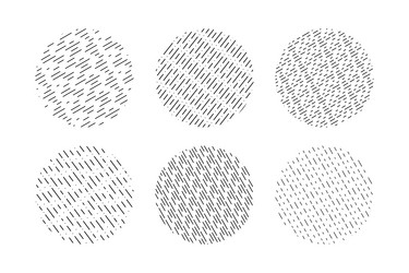 set of rain patterns in circle shapes interrupted vector image