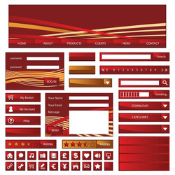 web objects red and gold vector