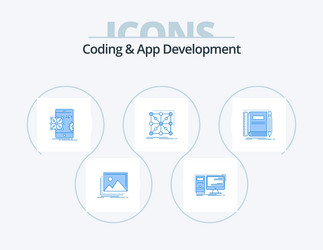 coding and app development blue icon pack 5 vector image