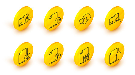 set line upload file document doc unknown vector image