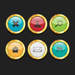 3d ui circle button icon set vector image