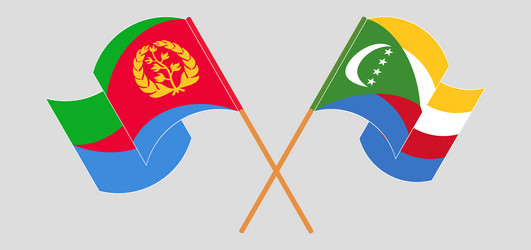 crossed and waving flags of eritrea comoros vector image